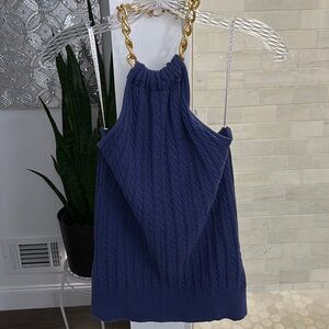 Lilly Pulitzer navy blue cable knit halter top size small